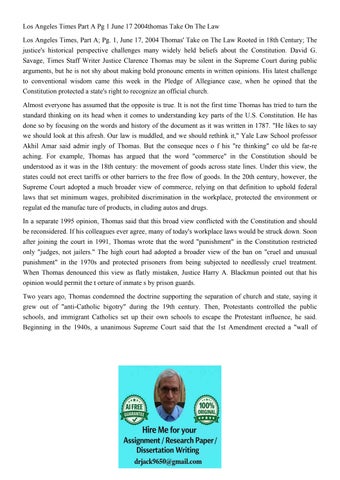 Los Angeles Times Part A Pg 1 June 17 2004thomas Take On The