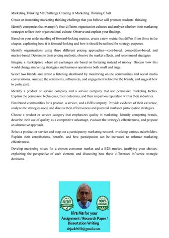 Marketing Thinking Mt Challenge Creating A Marketing Thinkin