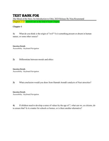 Test Bank For The Moral of the Story An Introduction to Ethic 2024 ...