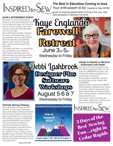 Inspired to Sew Calendar April-June 2026