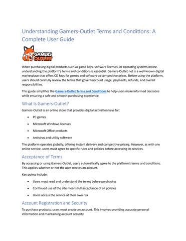 Understanding Gamers-Outlet Terms and Conditions: A Complete User Guide ...