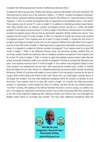 Complete The Following Questions Number And Reference Questo