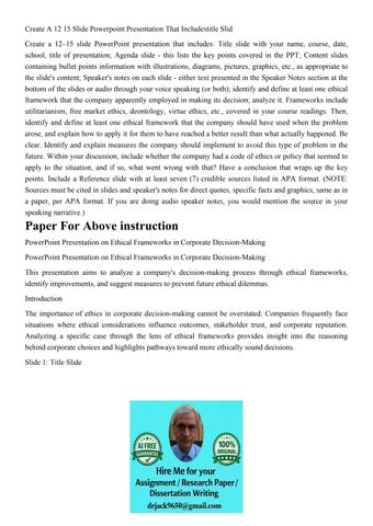 Create A 12 15 Slide Powerpoint Presentation That Includesti