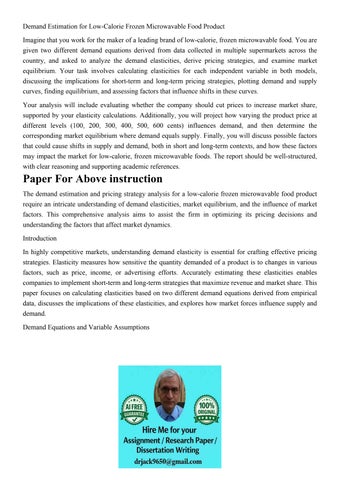 Demand Estimation for Low-Calorie Frozen Microwavable Food P