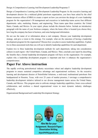 Design A Comprehensive Learning And Development Leadership P