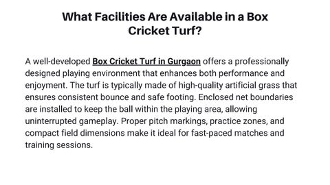 What Facilities Are Available in a Box Cricket Turf