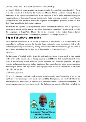 Detailsin A Paper 1000 1250 Words Compare And Contrast The M