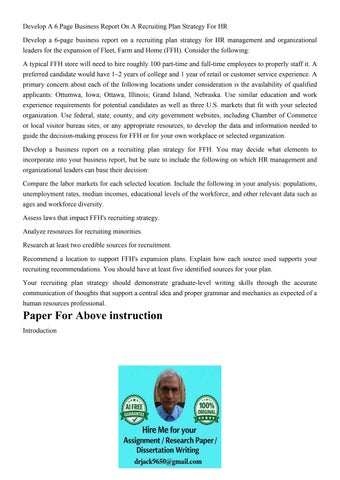 Develop A 6 Page Business Report On A Recruiting Plan Strate