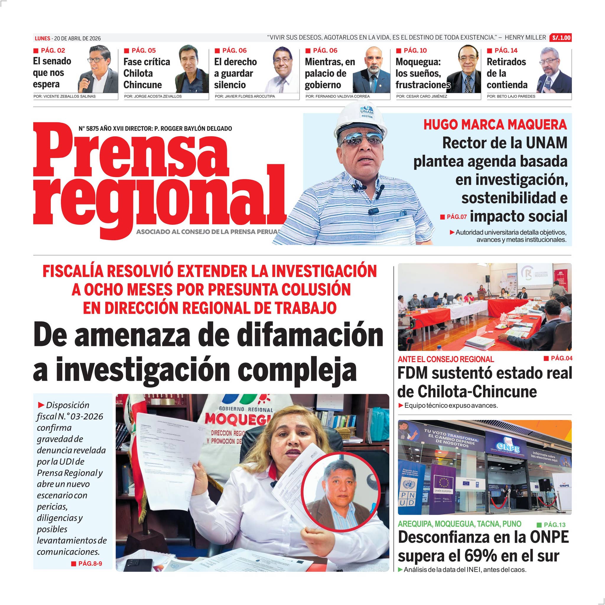 La Prensa Regional – Lunes 20 de abril de 2026 by Diario La Prensa ...