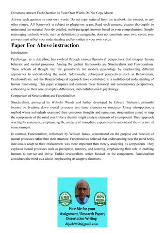 Directions Answer Each Question In Your Own Words Do Not Cop