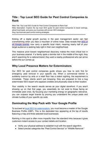 Top Local SEO Guide for Pest Control Companies to Rank