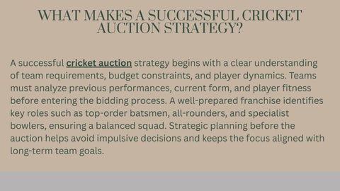 What Makes a Successful Cricket Auction Strategy