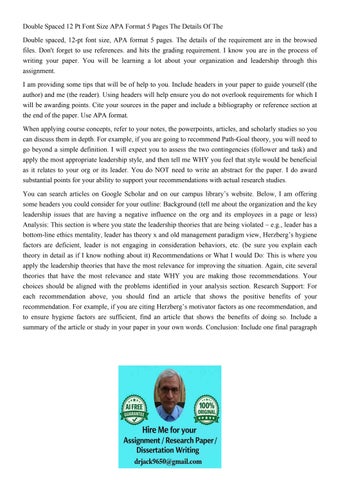 Double Spaced 12 Pt Font Size APA Format 5 Pages The Details