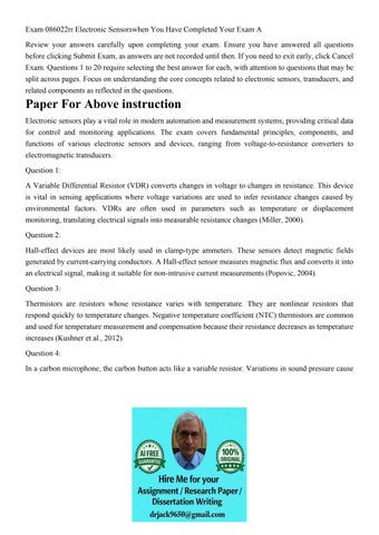 Exam 086022rr Electronic Sensorswhen You Have Completed Your