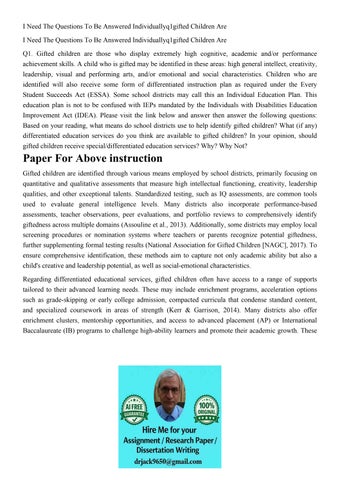 I Need The Questions To Be Answered Individuallyq1gifted Chi