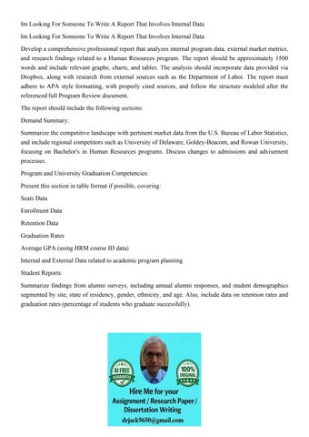 Im Looking For Someone To Write A Report That Involves Inter