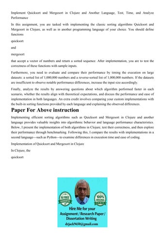Implement Quicksort and Mergesort in Clojure and Another Lan