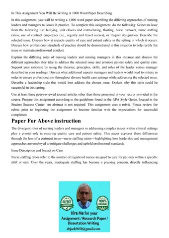 In This Assignment You Will Be Writing A 1000 Word Paper Des