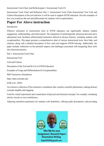 Instructional Tools Chart And Reflectionpart 1 Instructional
