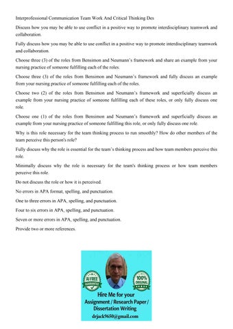 Interprofessional Communication Team Work And Critical Think