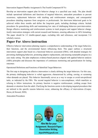Intervention Support Planthis Assignment Is The Fourth Compo