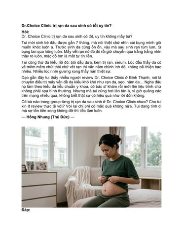 Dr.Choice Clinic trị rạn da sau sinh có tốt uy tín?
