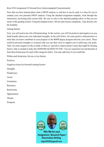 Kine 4354 Assignment 21 Personal Swot Analysisadapted Fromco
