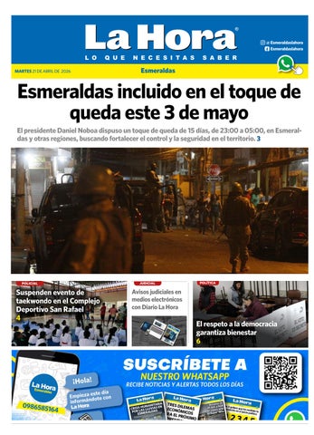 Esmeraldas: 21 de abril, 2026