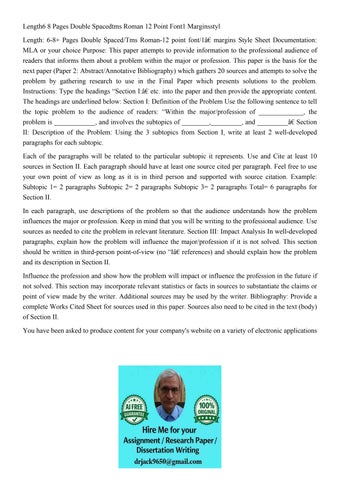 Length6 8 Pages Double Spacedtms Roman 12 Point Font1 Margin