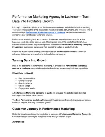 Performance Marketing Agency in Lucknow – Turn Data into Profitable Growth