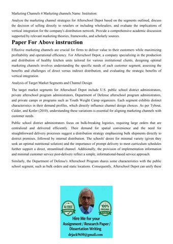 Marketing Channels 4 Marketing channels Name: Institution: A