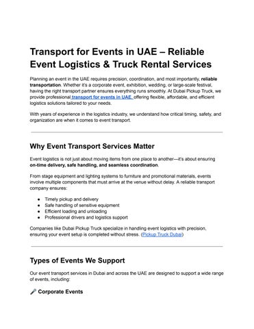 Transport for Event in UAE