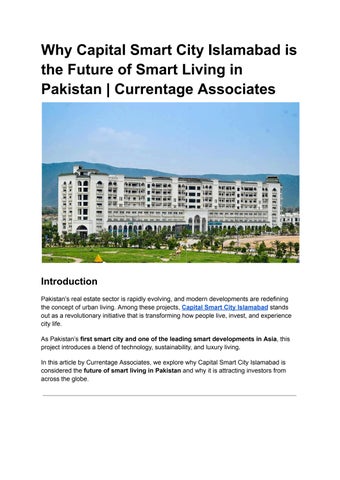 Why Capital Smart City Islamabad is the Future of Smart Living | Currentage Associates