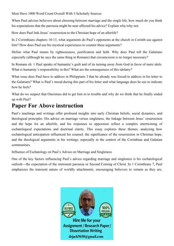 Must Have 1000 Word Count Overall With 3 Scholarly Sources W