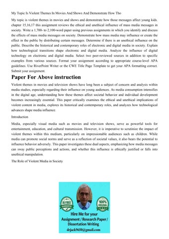 My Topic Is Violent Themes In Movies And Shows And Demonstra