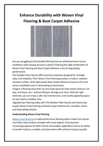 Enhance Durability with Woven Vinyl Flooring