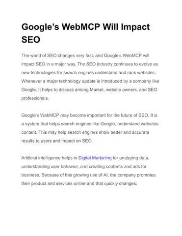 Google's WebMCP Will Impact SEO