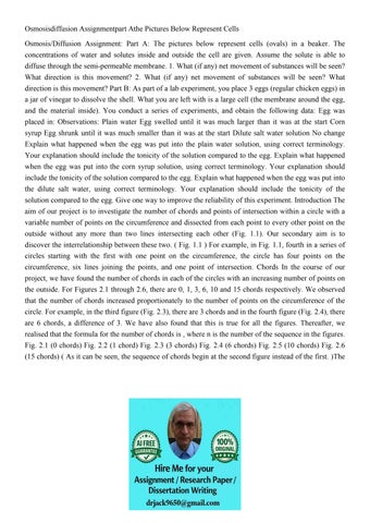 Osmosisdiffusion Assignmentpart Athe Pictures Below Represen