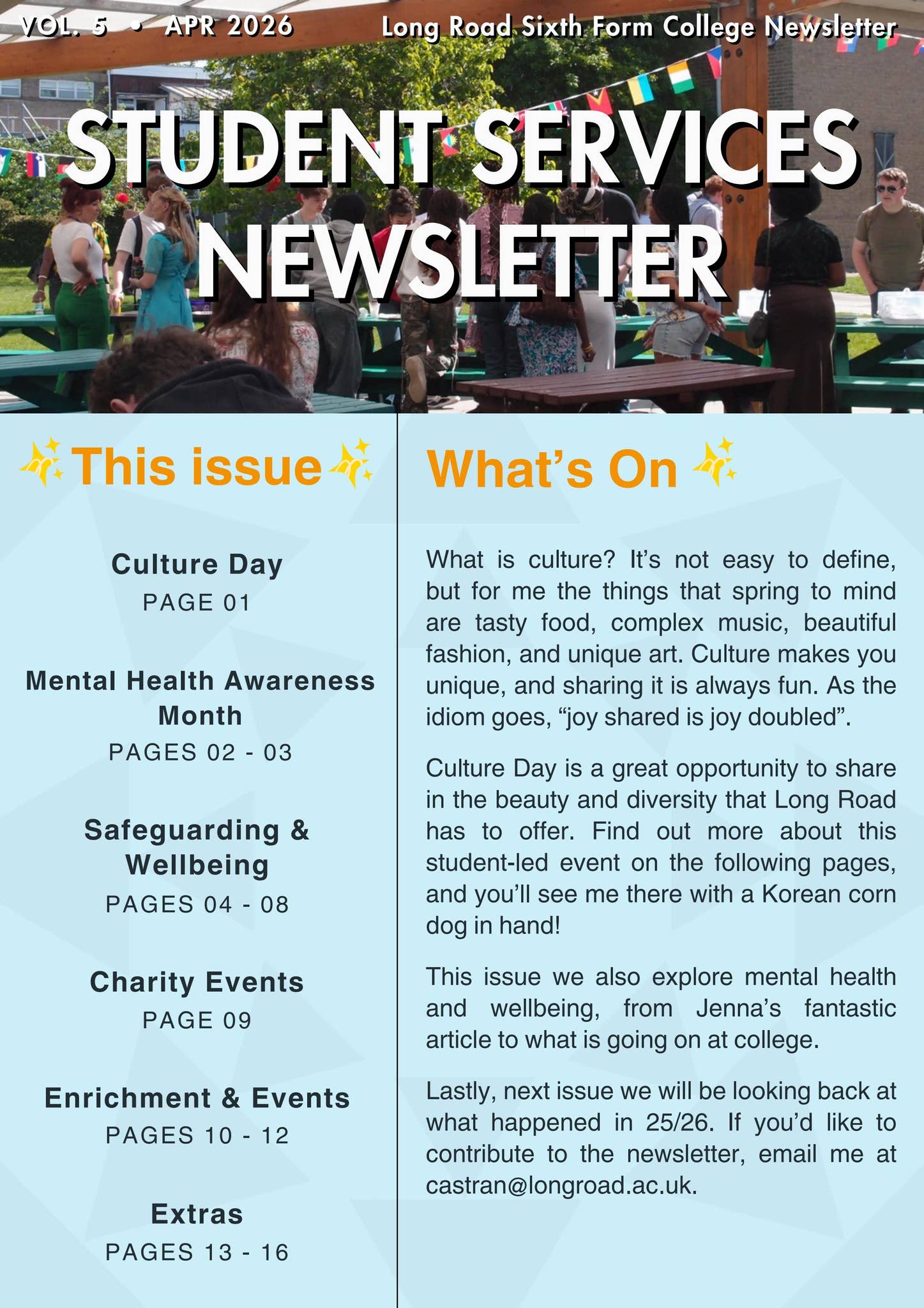 Student Services Newsletter 25/26 VOL. 5 by Long Road Sixth Form ...