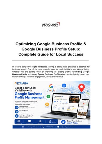 Complete Guide to Optimizing Google Business Profile and Setup for Local SEO
