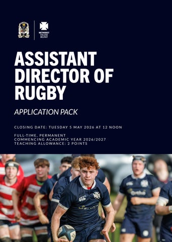 Application Pack - Assistant Director of Rugby