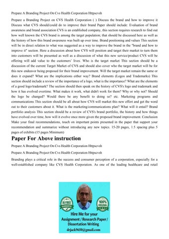 Prepare A Branding Project On Cvs Health Corporation Httpscv