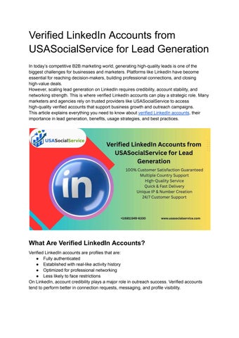 Verified LinkedIn Accounts from USASocialService for Lead Generation
