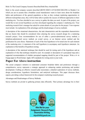 Refer To The Cereal Company Scenario Described Both Docs Att