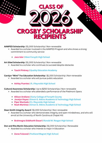 Class of 2026 Scholarship Recipients