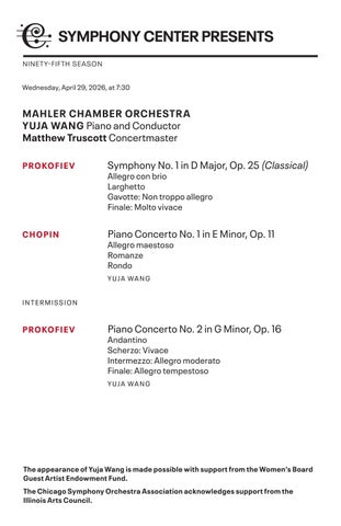 Program Book - Yuja Wang & the Mahler Chamber Orchestra