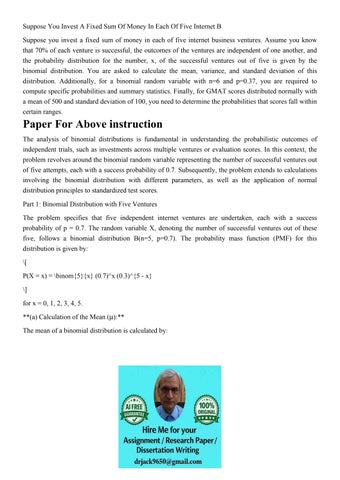 Suppose You Invest A Fixed Sum Of Money In Each Of Five Inte