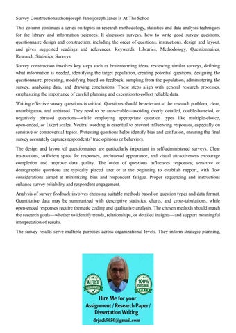 Survey Constructionauthorsjoseph Janesjoseph Janes Is At The