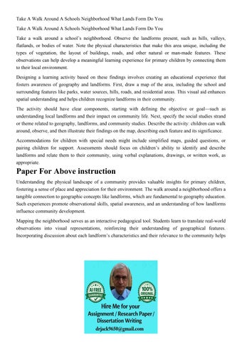 Take A Walk Around A Schools Neighborhood What Lands Form Do