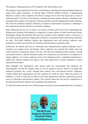 The Employee Valuepropositiona Lot Of Companies Talk About B